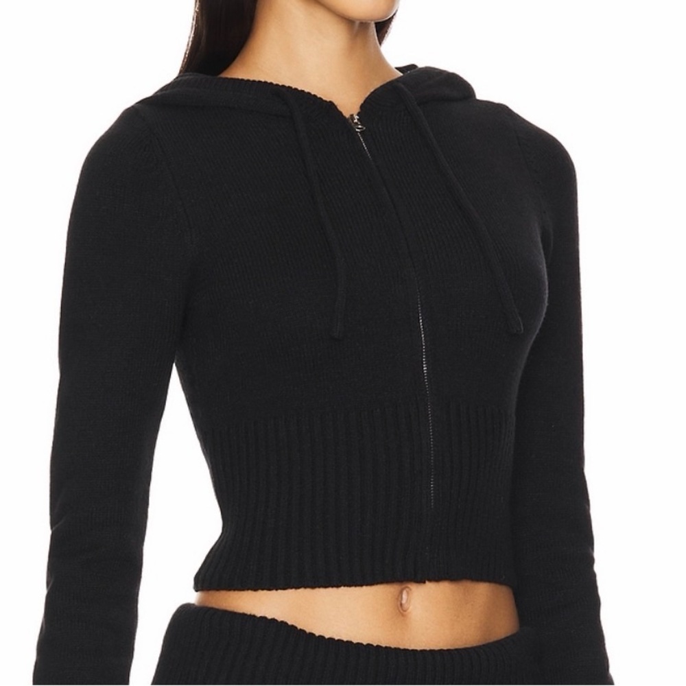 Frankie’s bikinis knit zip crop hoodie